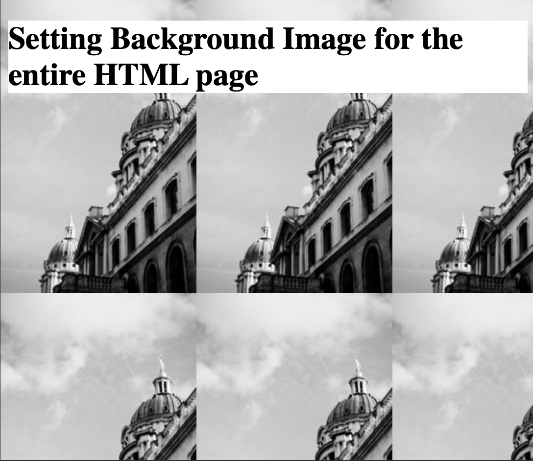 Set Background Image using CSS for entire HTML page Body